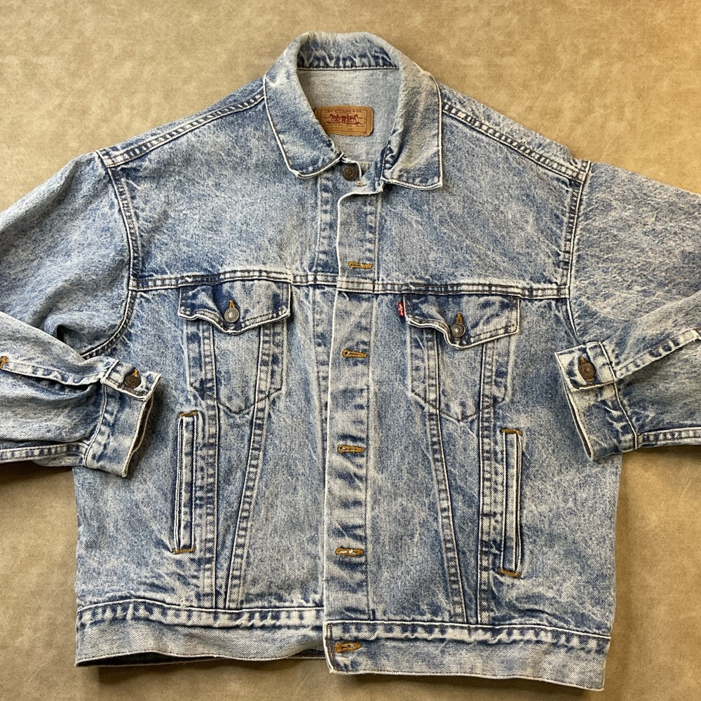 Vintage Levis Jean Jacket Denim Trucker Acid Wash Y2K 90s WPL423 Men Sz L USA - Picture 5 of 12